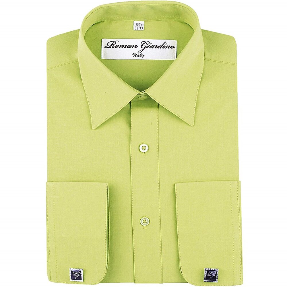 Men's Dress Shirts Convertible Long Sleeve Botton Down Collar - Celery
